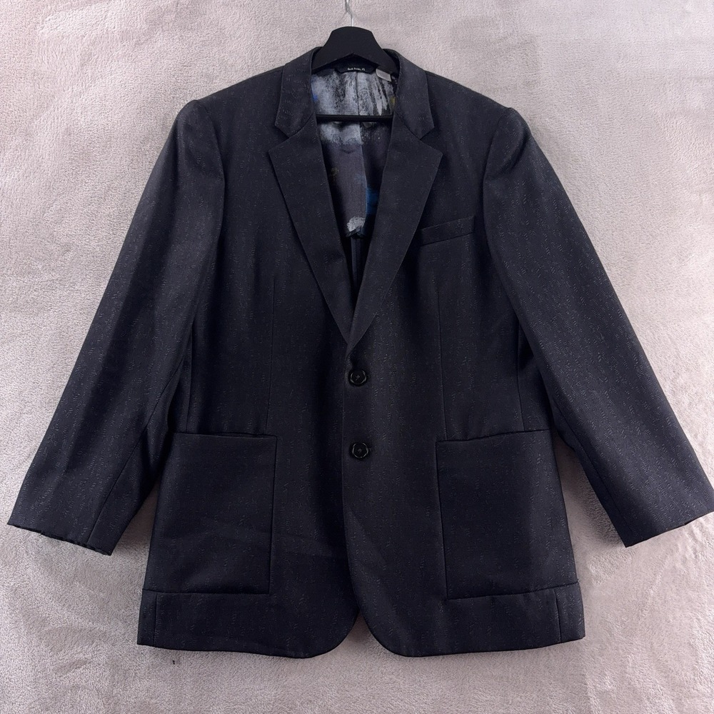 Paul Smith Blazer Mens Size 42R Black Wool‎ Textured Two Button Jacket Tailored